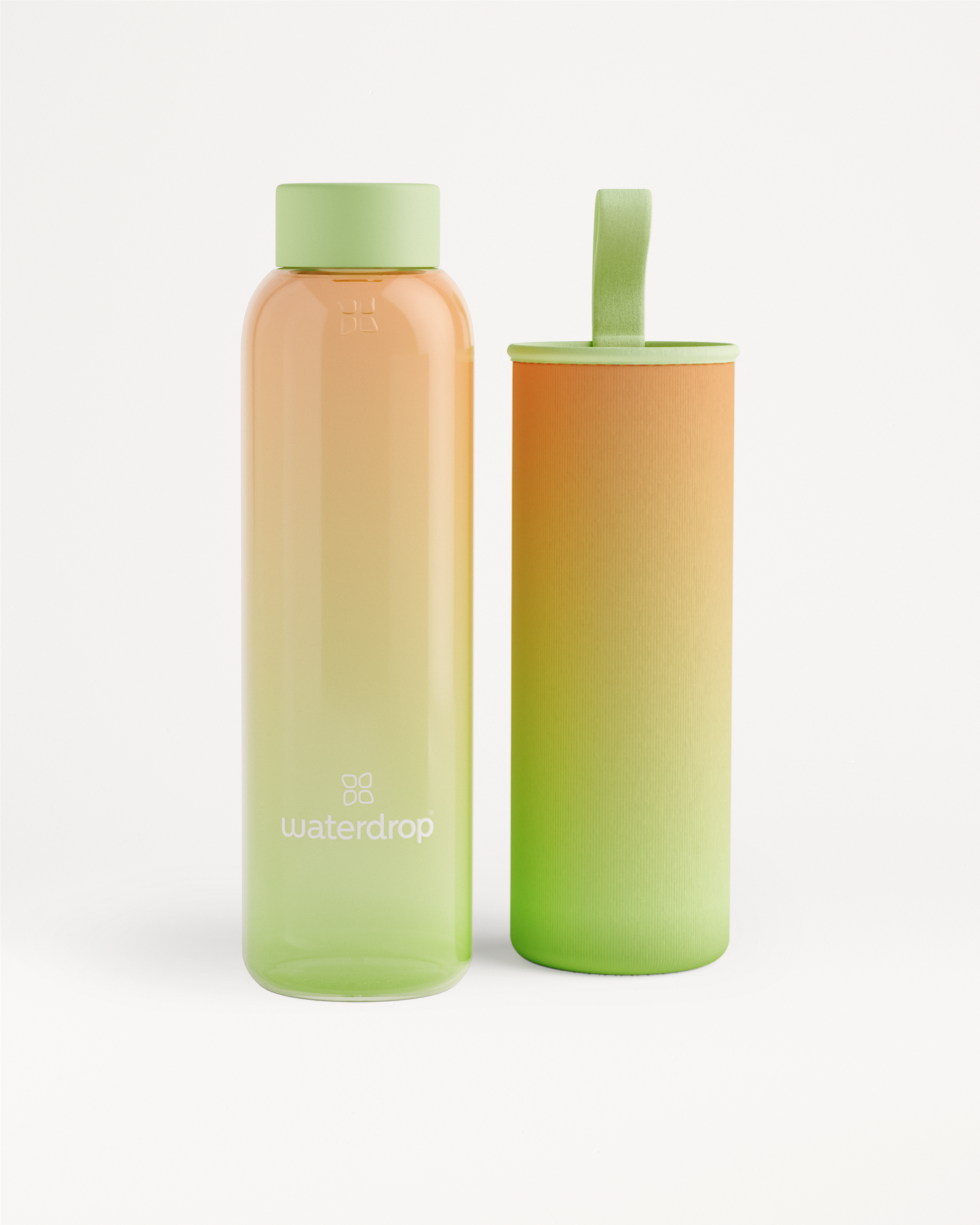 Summer Glass: High-quality borosilicate glass bottle with ombre design, perfect for pairing with refreshing Microdrinks. Limited edition, ideal for on-the-go hydration.