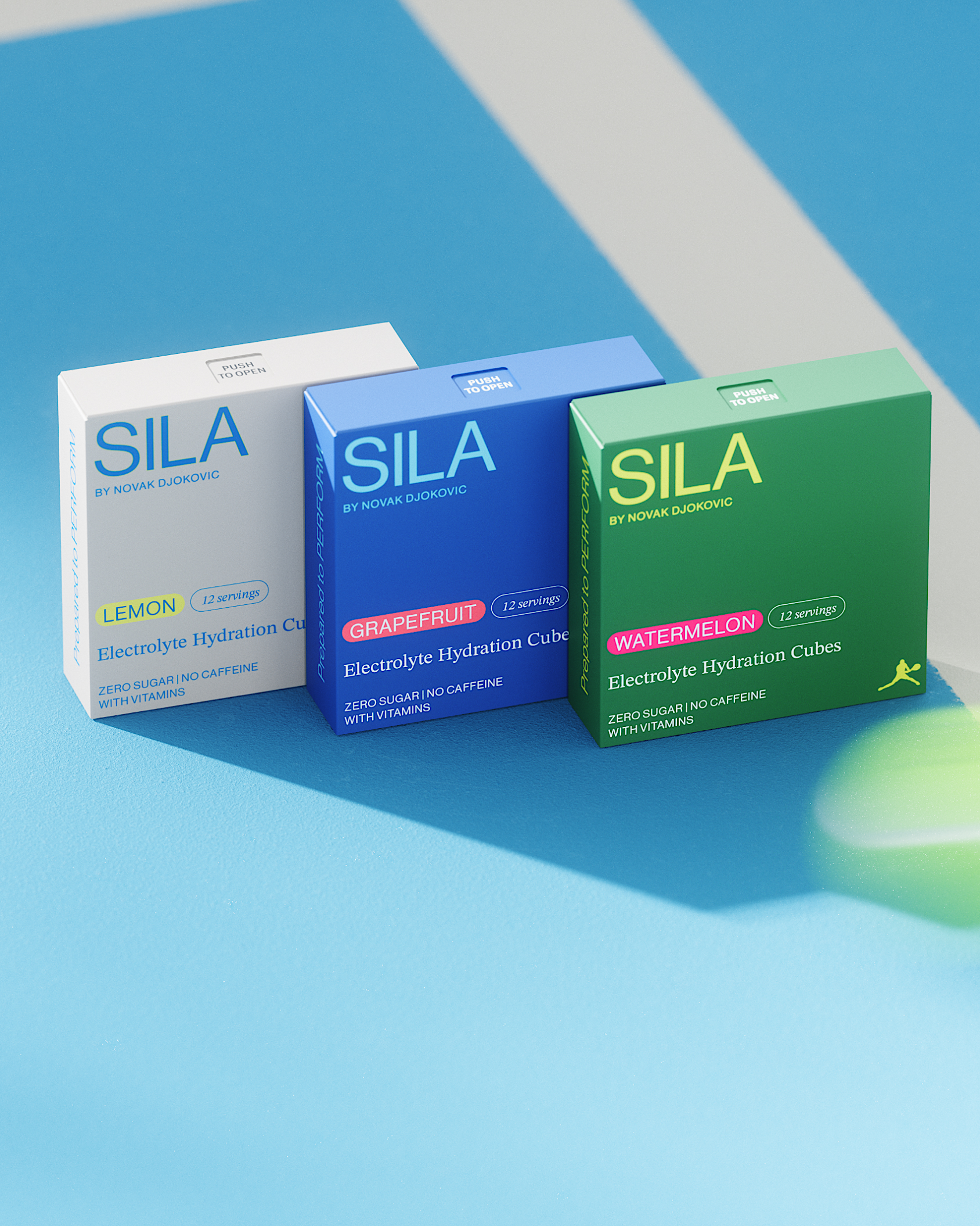 SILA Hydration Set featuring electrolyte cubes in various fruity flavors, displayed in distinctively labeled boxes for easy on-the-go preparation and optimal recovery.